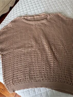 Lot: Two Open-Weave Sweater — Taupe and White